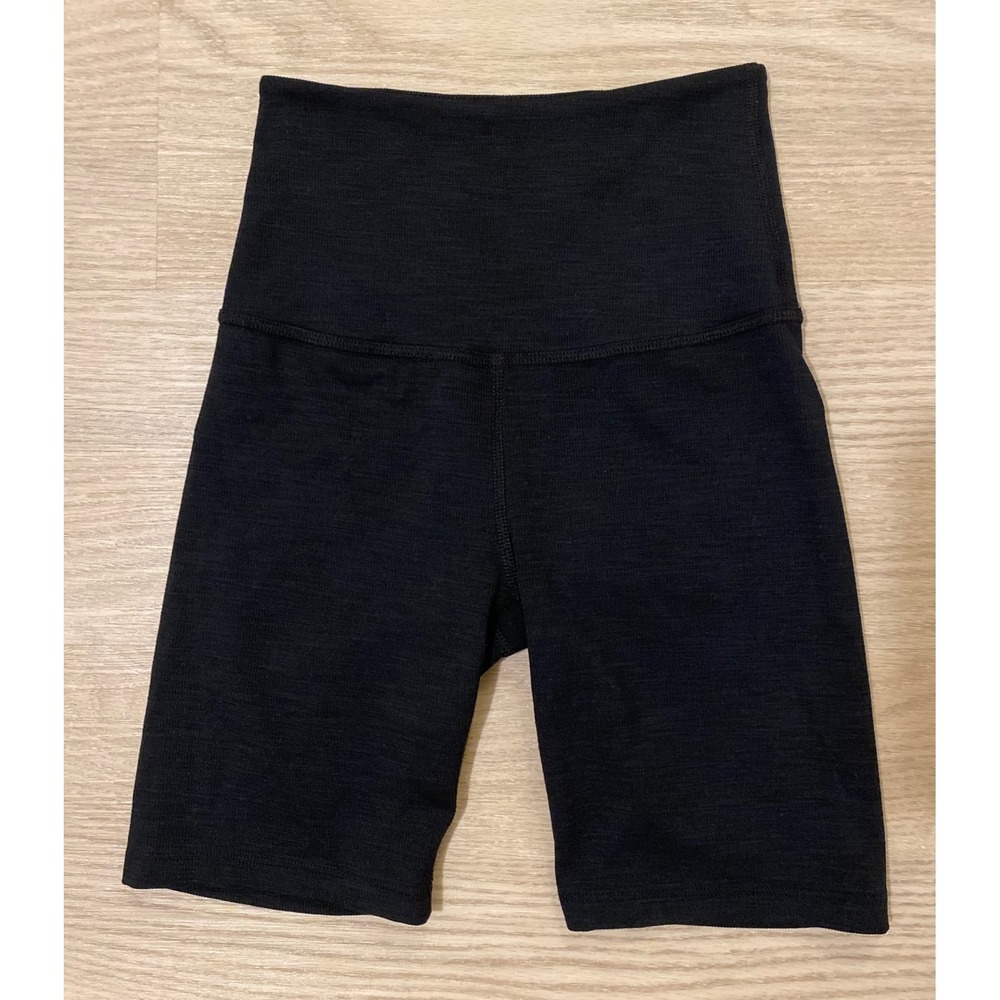 Beyond Yoga Heather Ribbed High Waist Bike Shorts XS Black Athleisure Gorpcore